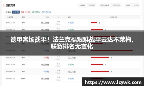 德甲客场战平！法兰克福艰难战平云达不莱梅，联赛排名无变化