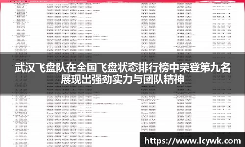 武汉飞盘队在全国飞盘状态排行榜中荣登第九名展现出强劲实力与团队精神